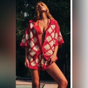 Zara crochet polo and high waisted shorts